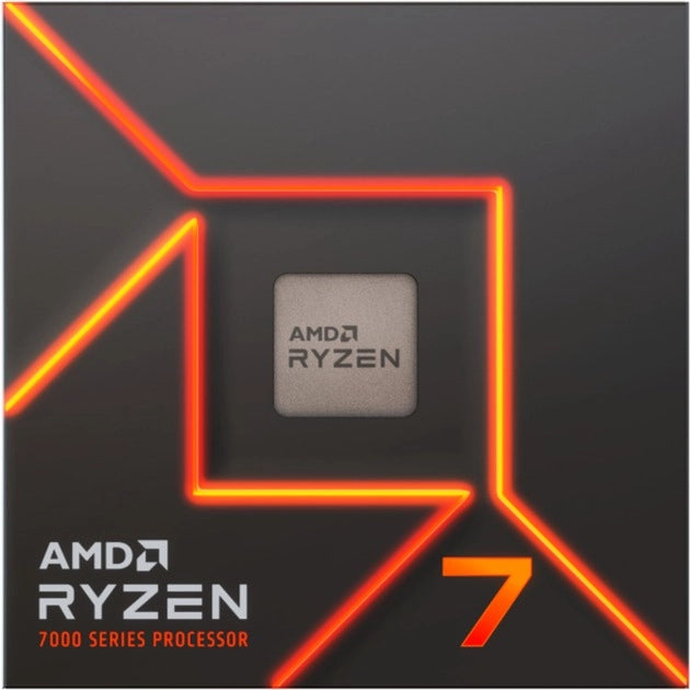 Boîte du processeur AMD Ryzen 7 7700 – vue de face sur fond blanc