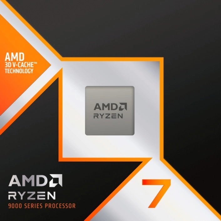 Boîte du processeur AMD Ryzen 7 9800X3D – vue de face sur fond blanc