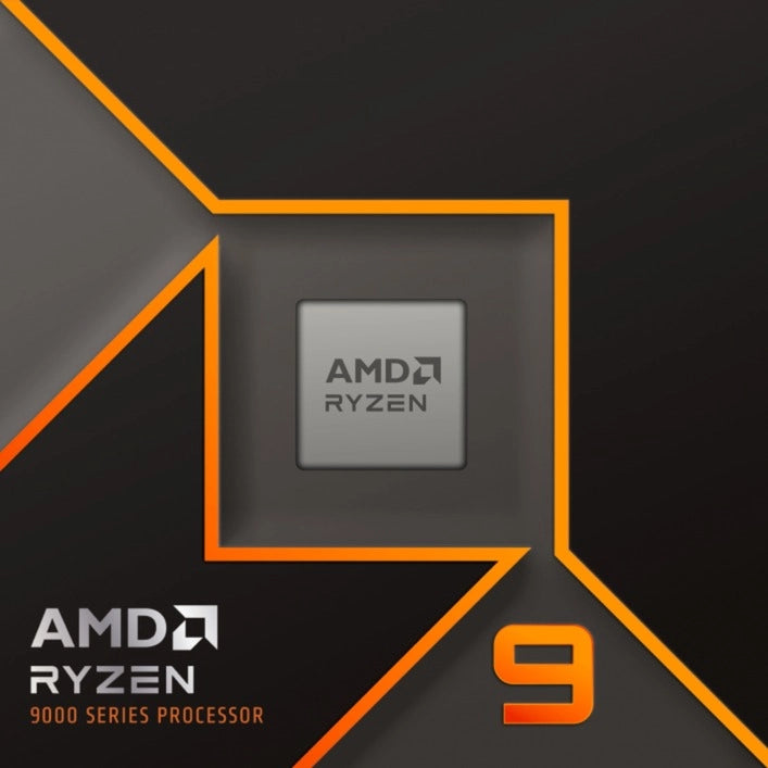 Boîte du processeur AMD Ryzen 9 9900X – vue de face sur fond blanc