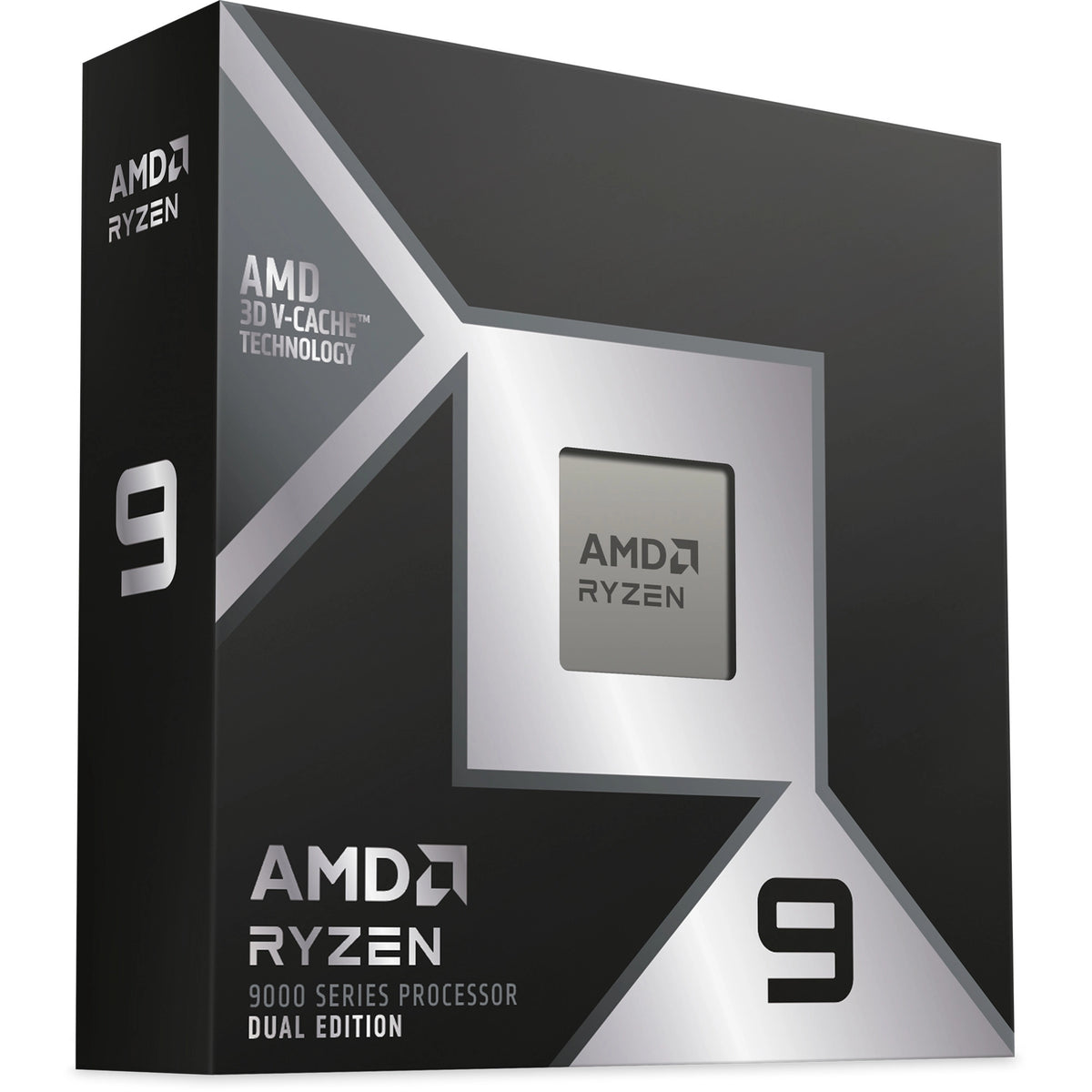 Boîte du processeur AMD Ryzen 9 9950X3D2 – vue principale sur fond blanc