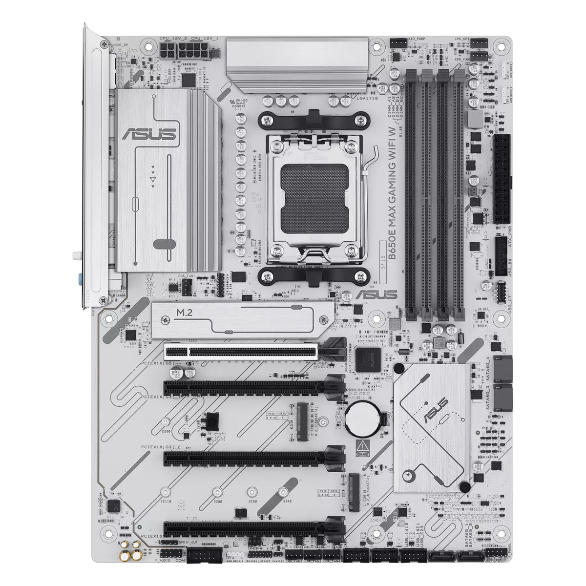 ASUS B650E MAX GAMING WIFI W — vue principale sur fond blanc carré — réf. 90MB1M00-M0EAY0