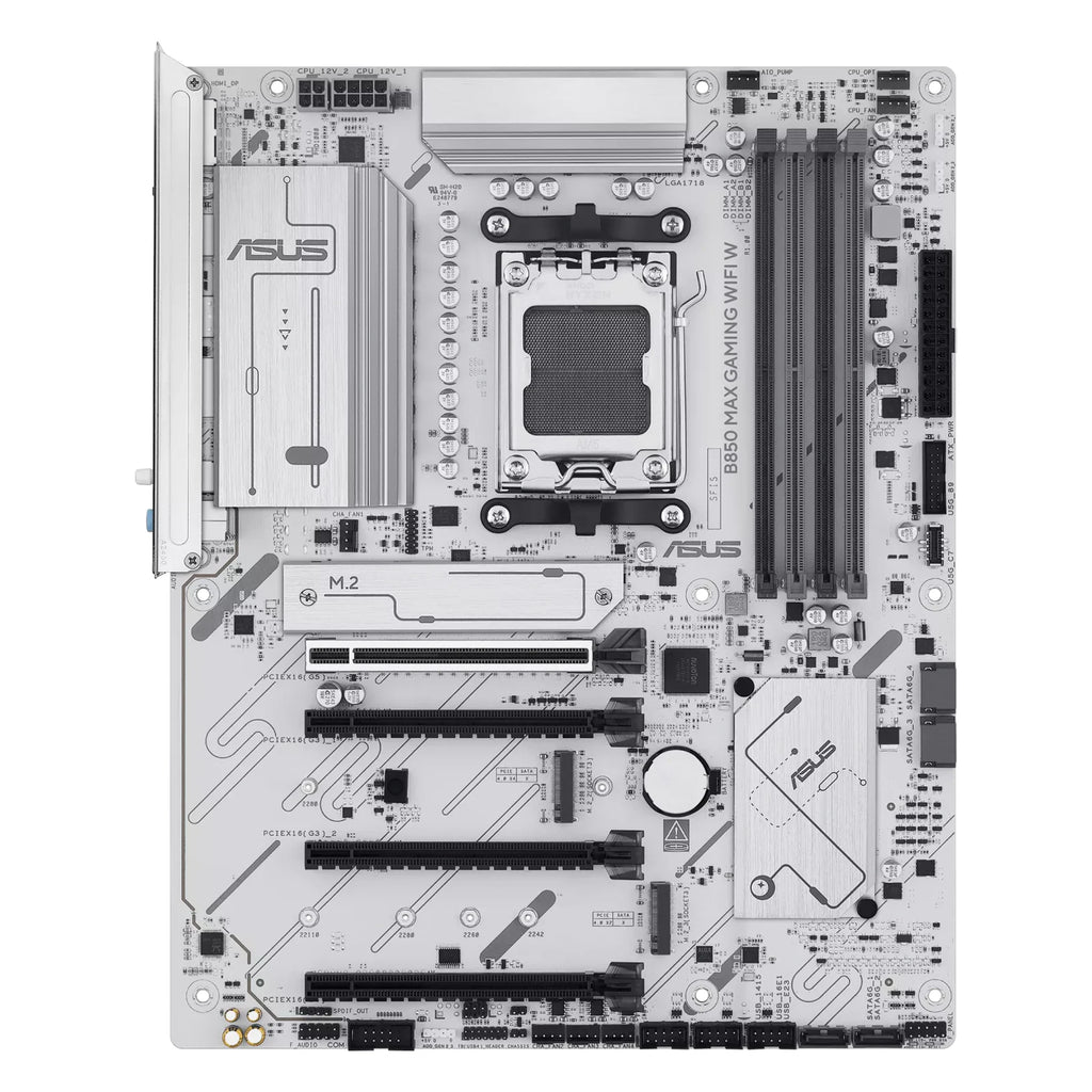 ASUS B850 MAX GAMING WIFI W — vue principale sur fond blanc carré — réf. 90MB1M10-M0EAY0