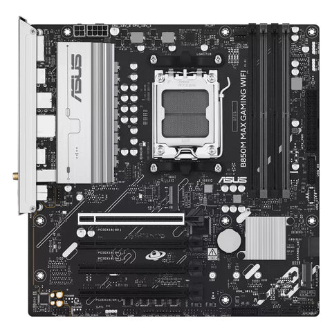 ASUS B850M MAX GAMING WIFI — vue principale sur fond blanc carré — réf. 90MB1LL0-M0EAY0
