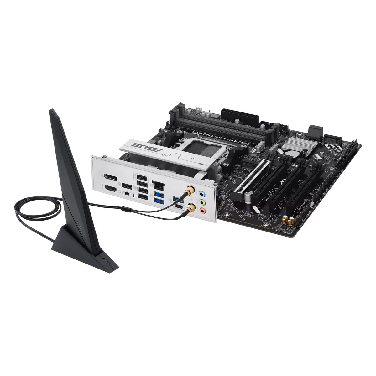ASUS B850M MAX GAMING WIFI — vue produit 5 sur fond blanc carré — réf. 90MB1LL0-M0EAY0