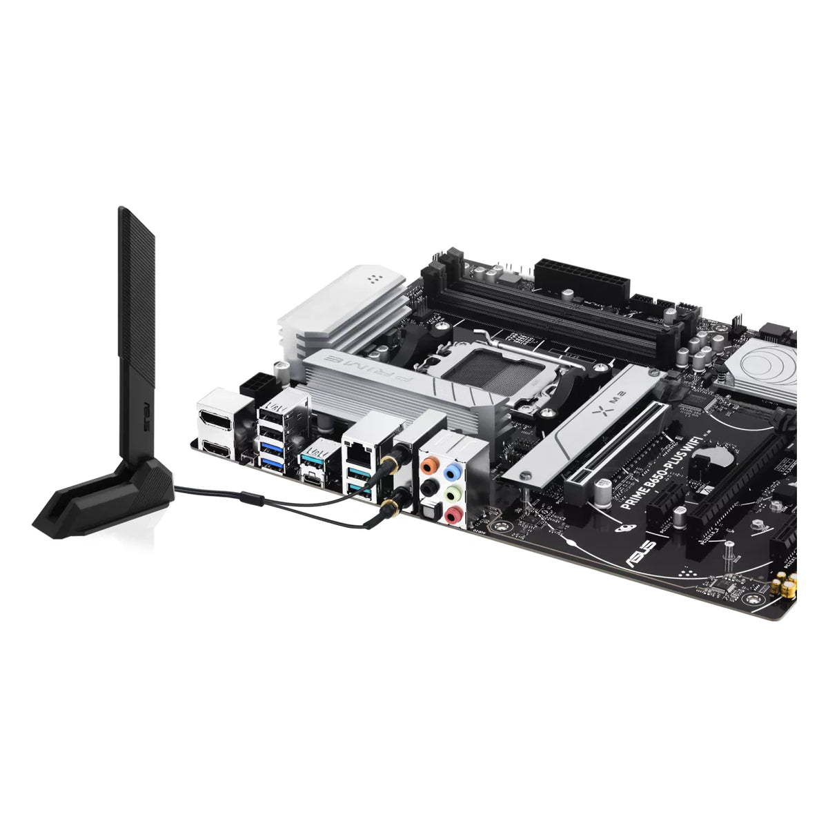 ASUS PRIME B650-PLUS WIFI — plaque des entrées-sorties sur fond blanc carré — réf. 90MB1KP0-M0EAY0