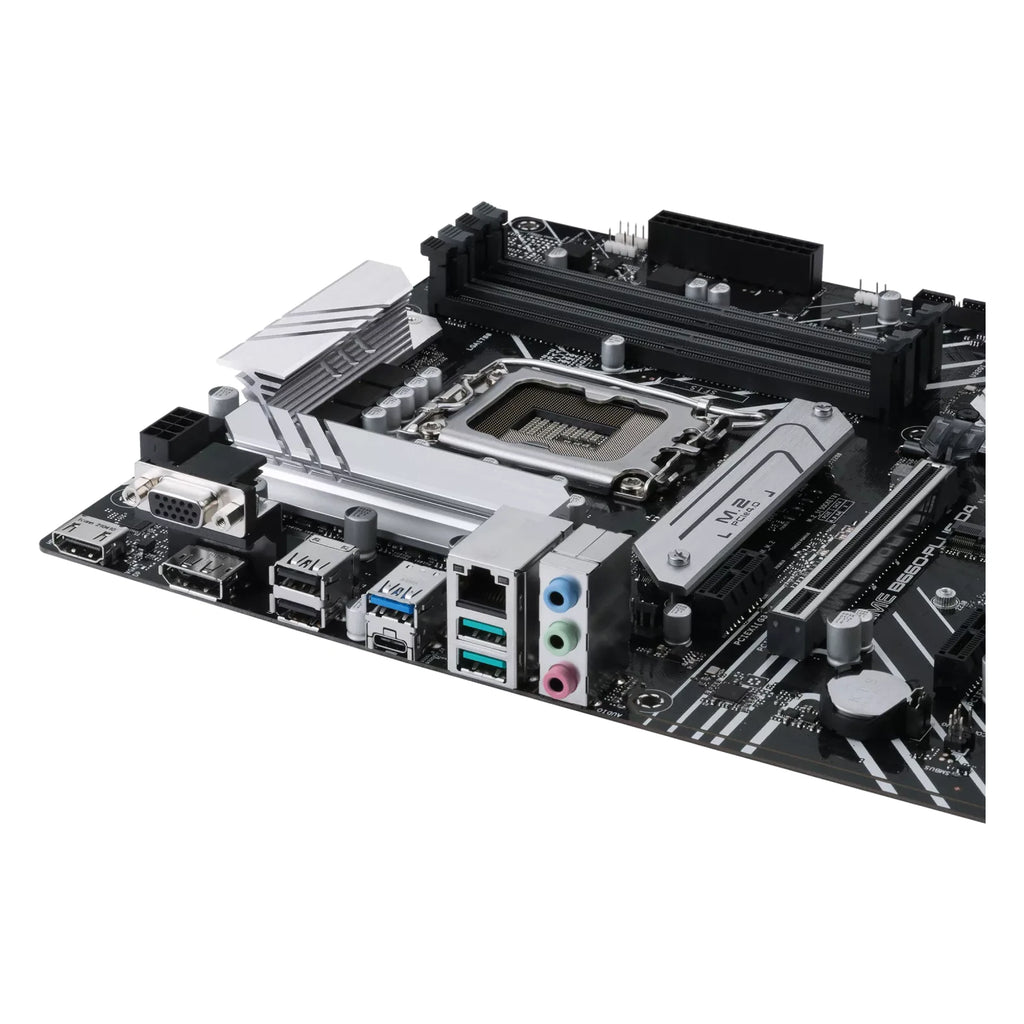ASUS PRIME B660-PLUS D4 — connectique arrière sur fond blanc carré — réf. 90MB18X0-M1EAY0