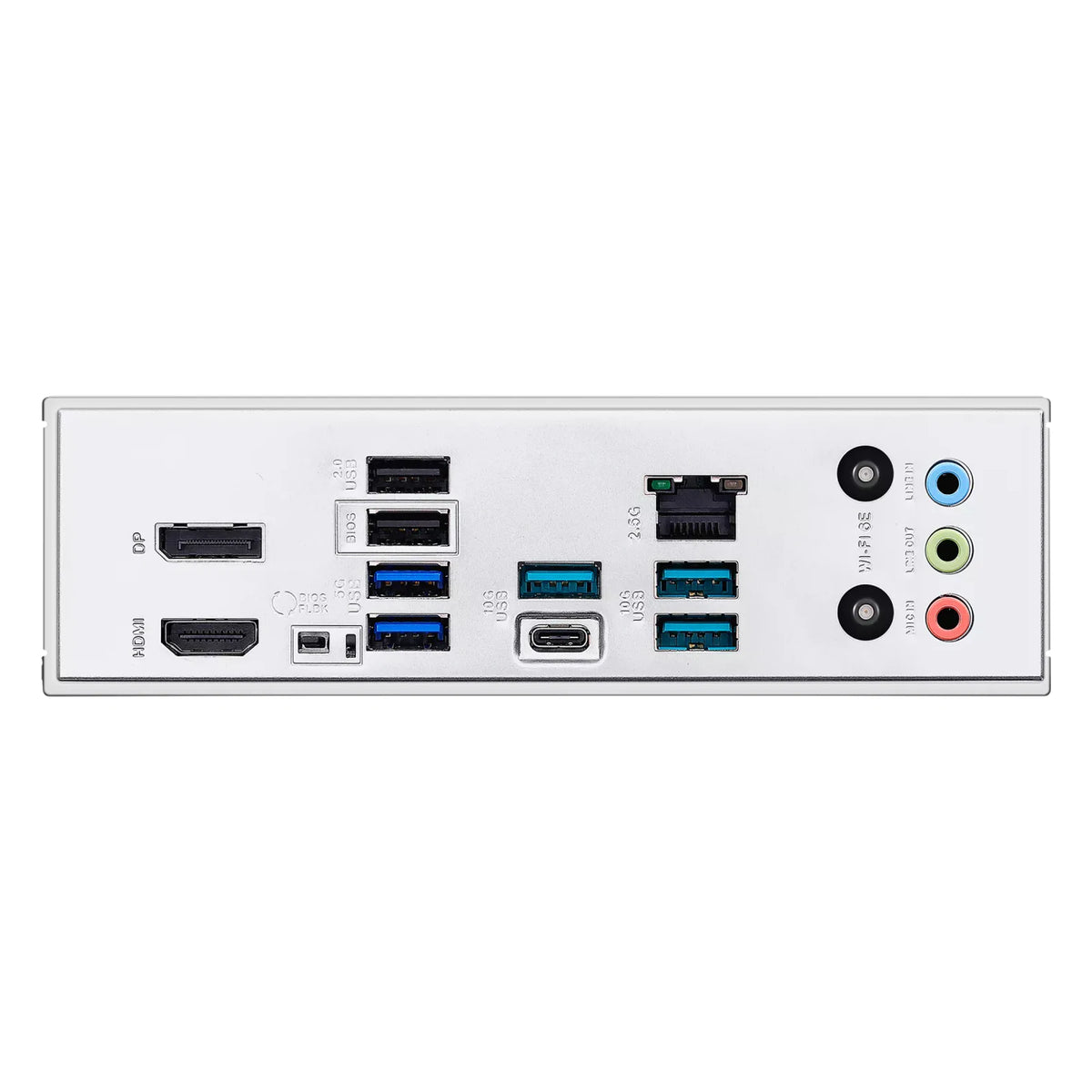 ASUS PRIME B850-PLUS WIFI — connectique arrière sur fond blanc carré — réf. 90MB1L80-M0EAY0