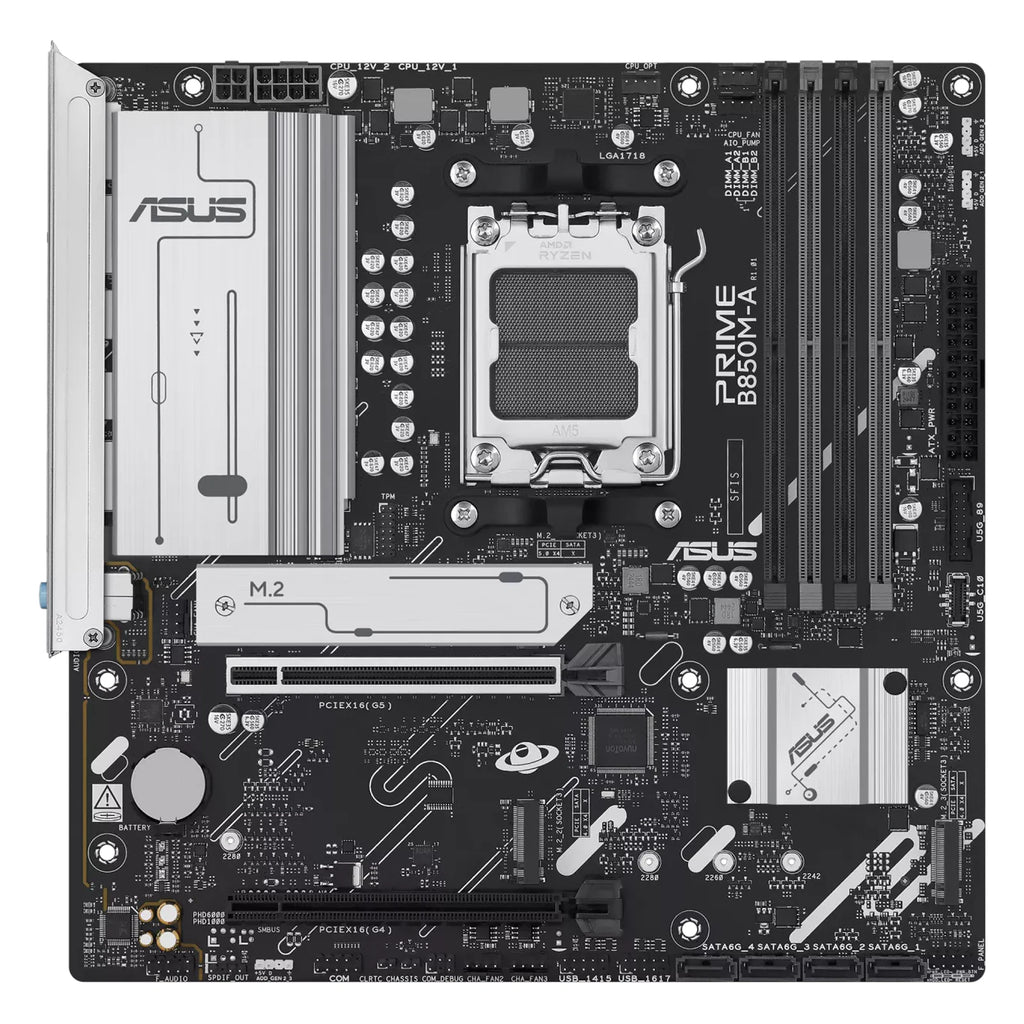 ASUS PRIME B850M-A-CSM — vue principale sur fond blanc carré — réf. 90MB1LQ0-M0EAYC
