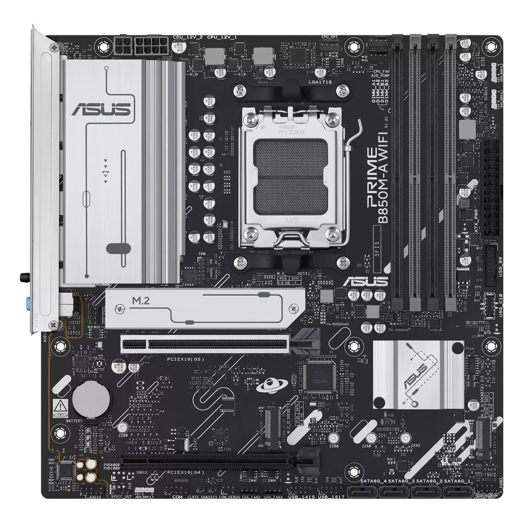 ASUS PRIME B850M-A WIFI — vue principale sur fond blanc carré — réf. 90MB1LN0-M0EAY0