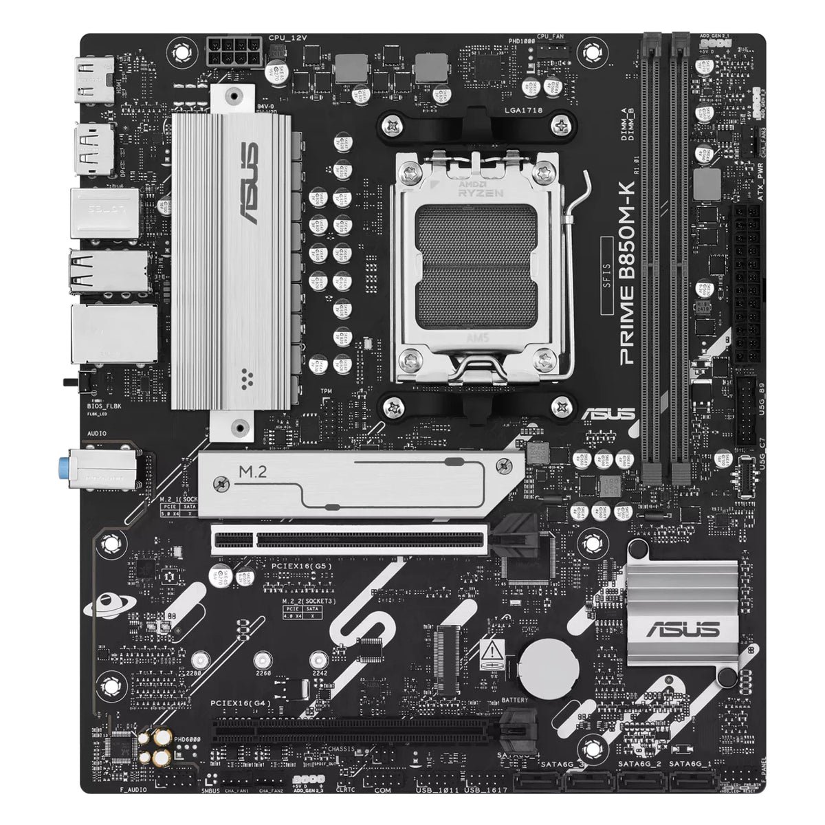 ASUS PRIME B850M-K — vue principale sur fond blanc carré — réf. 90MB1LV0-M0EAY0