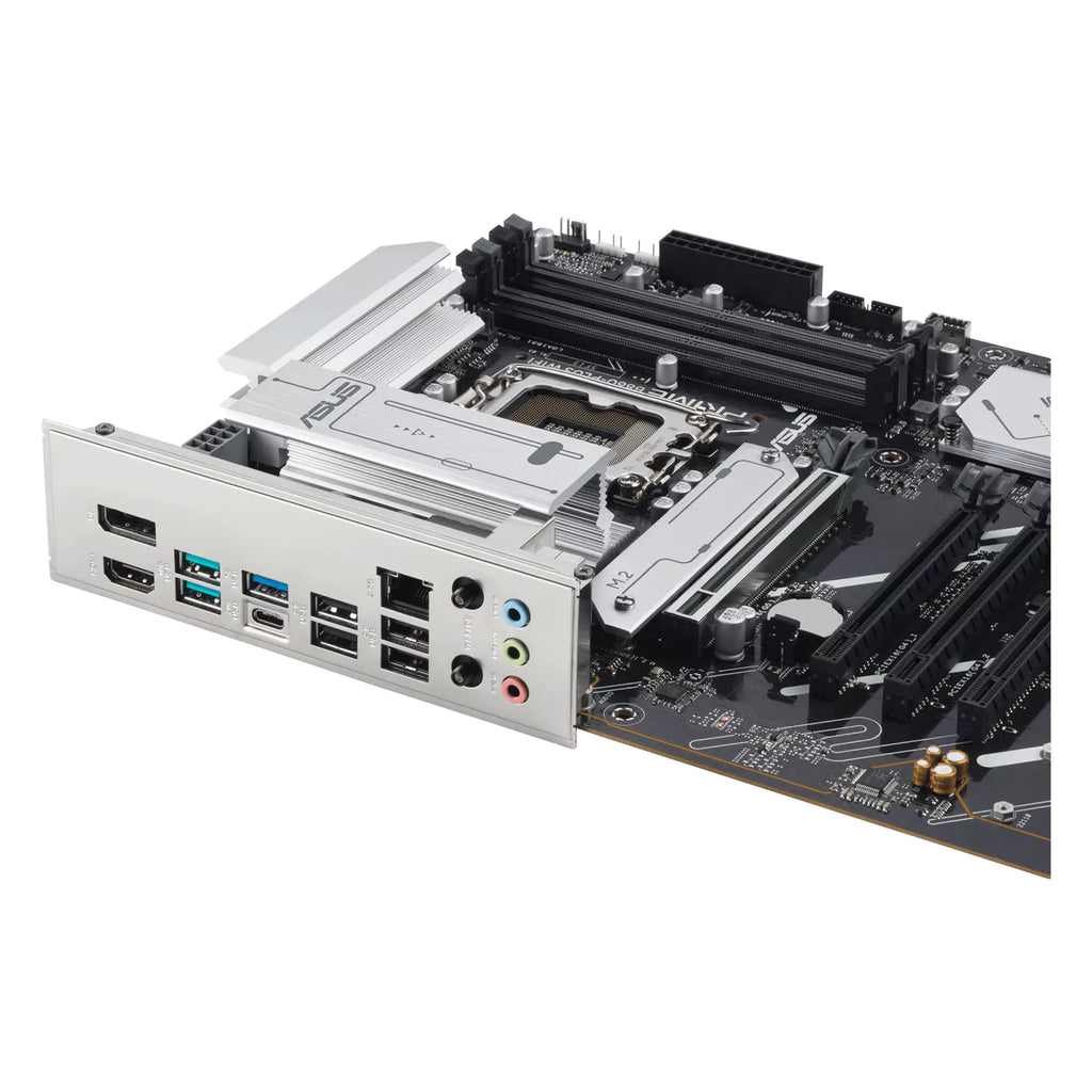 ASUS PRIME B860-PLUS WIFI — connectique arrière sur fond blanc carré — réf. 90MB1K50-M0EAY0
