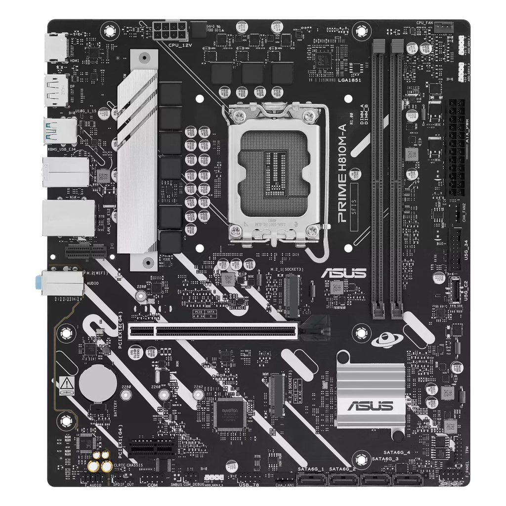 ASUS PRIME H810M-A-CSM — vue principale sur fond blanc carré — réf. 90MB1KK0-M0EAYC