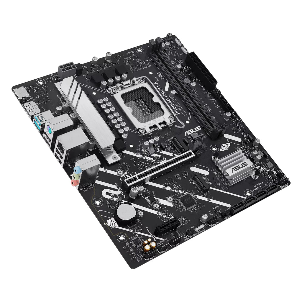 ASUS PRIME H810M-A-CSM — vue en perspective à 45 degrés sur fond blanc carré — réf. 90MB1KK0-M0EAYC