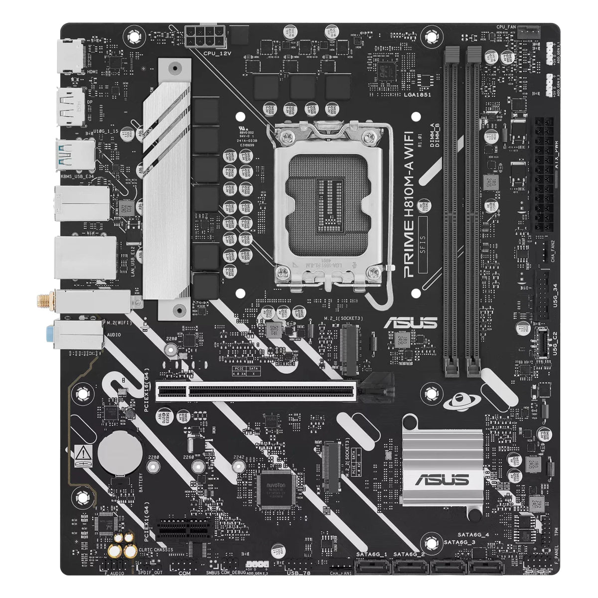 ASUS PRIME H810M-A WIFI — vue principale sur fond blanc carré — réf. 90MB1KJ0-M0EAY0