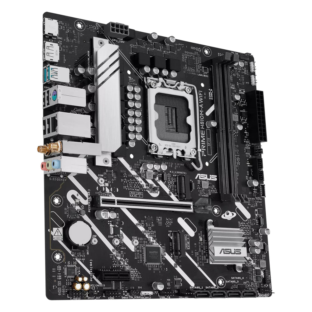 ASUS PRIME H810M-A WIFI — connectique arrière sur fond blanc carré — réf. 90MB1KJ0-M0EAY0
