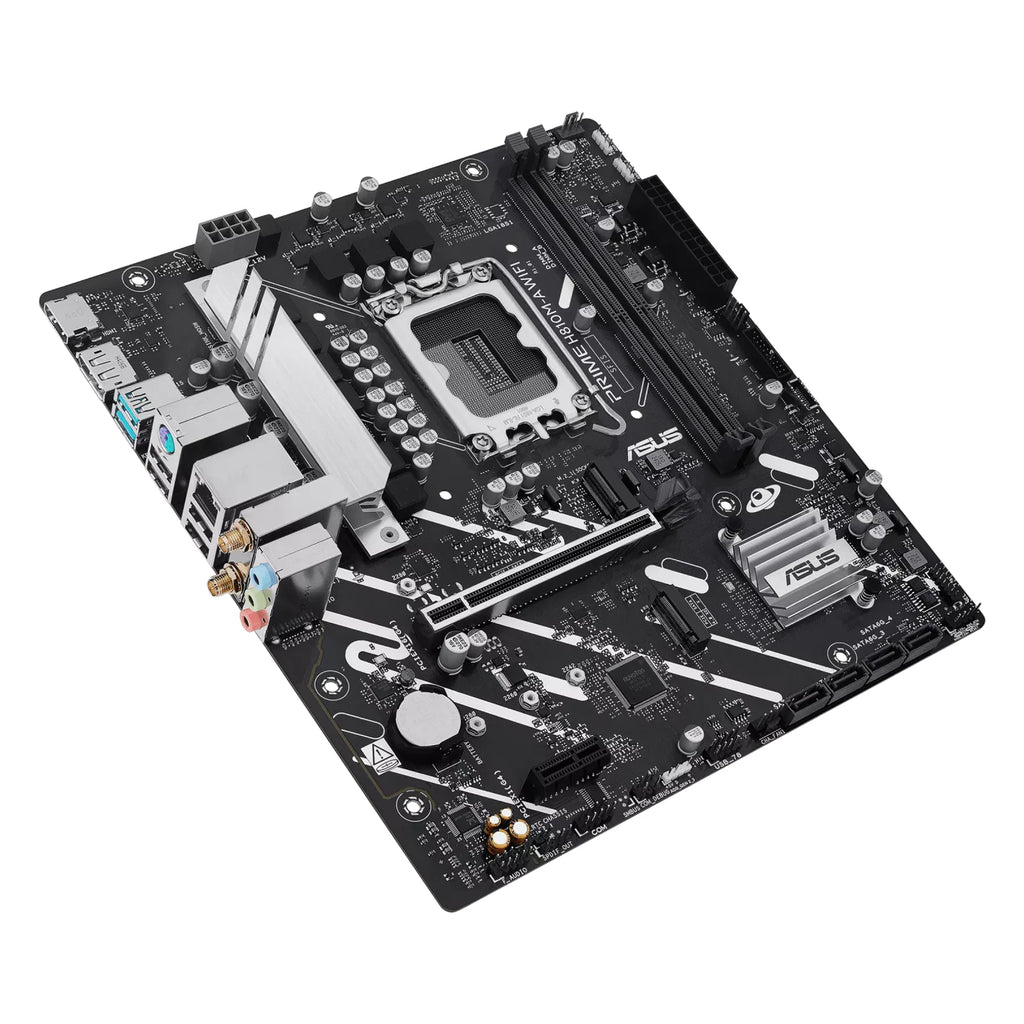 ASUS PRIME H810M-A WIFI — vue en perspective à 45 degrés sur fond blanc carré — réf. 90MB1KJ0-M0EAY0