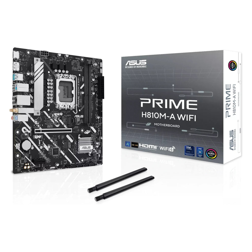 ASUS PRIME H810M-A WIFI — vue en perspective à 45 degrés sur fond blanc carré — réf. 90MB1KJ0-M0EAY0