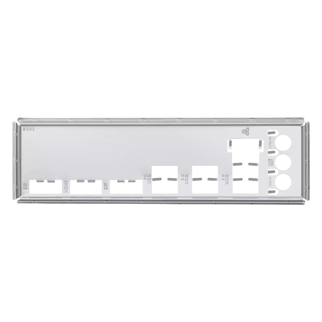 ASUS PRIME H810M-E-CSM — plaque des entrées-sorties sur fond blanc carré — réf. 90MB1N20-M0EAYC