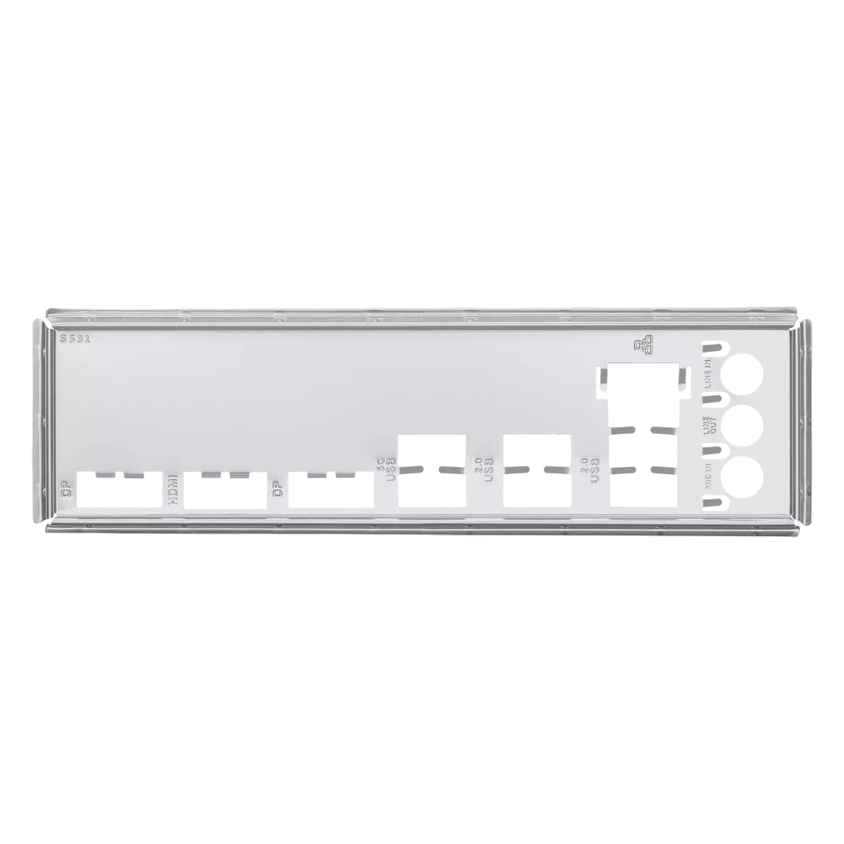 ASUS PRIME H810M-E-CSM — plaque des entrées-sorties sur fond blanc carré — réf. 90MB1N20-M0EAYC