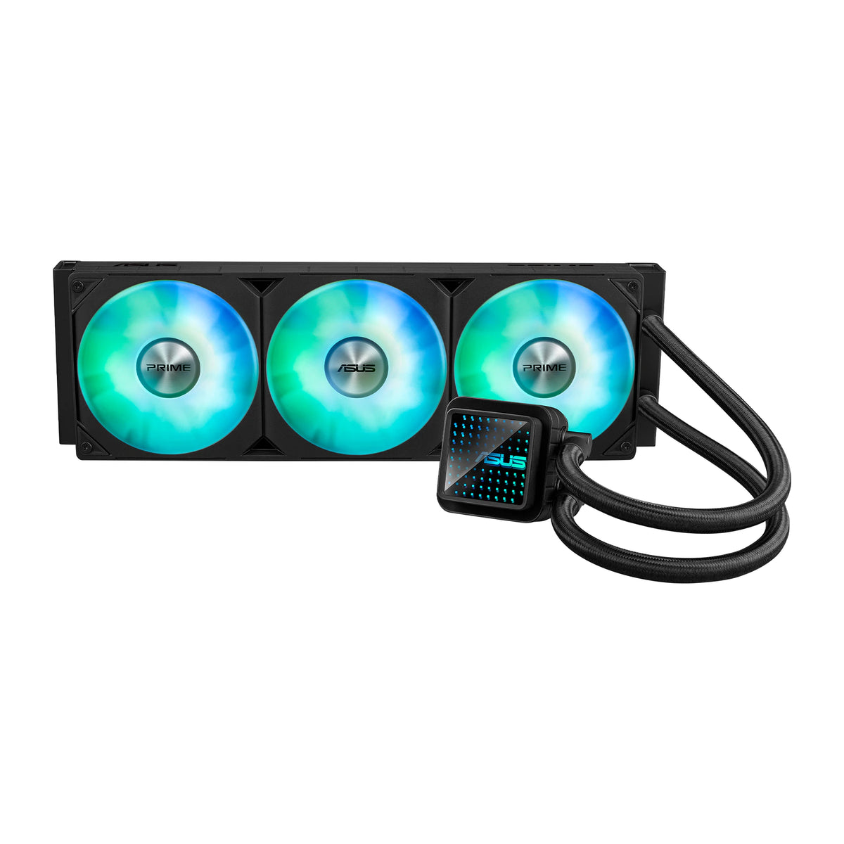 ASUS Prime LC 360 ARGB Noir — vue principale du watercooling AIO sur fond blanc carré — réf. 90RC0101-B0EAY0