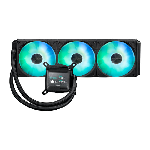 ASUS Prime LC 360 ARGB LCD Noir — vue principale du watercooling AIO sur fond blanc carré — réf. 90RC00Z1-B0EAY0