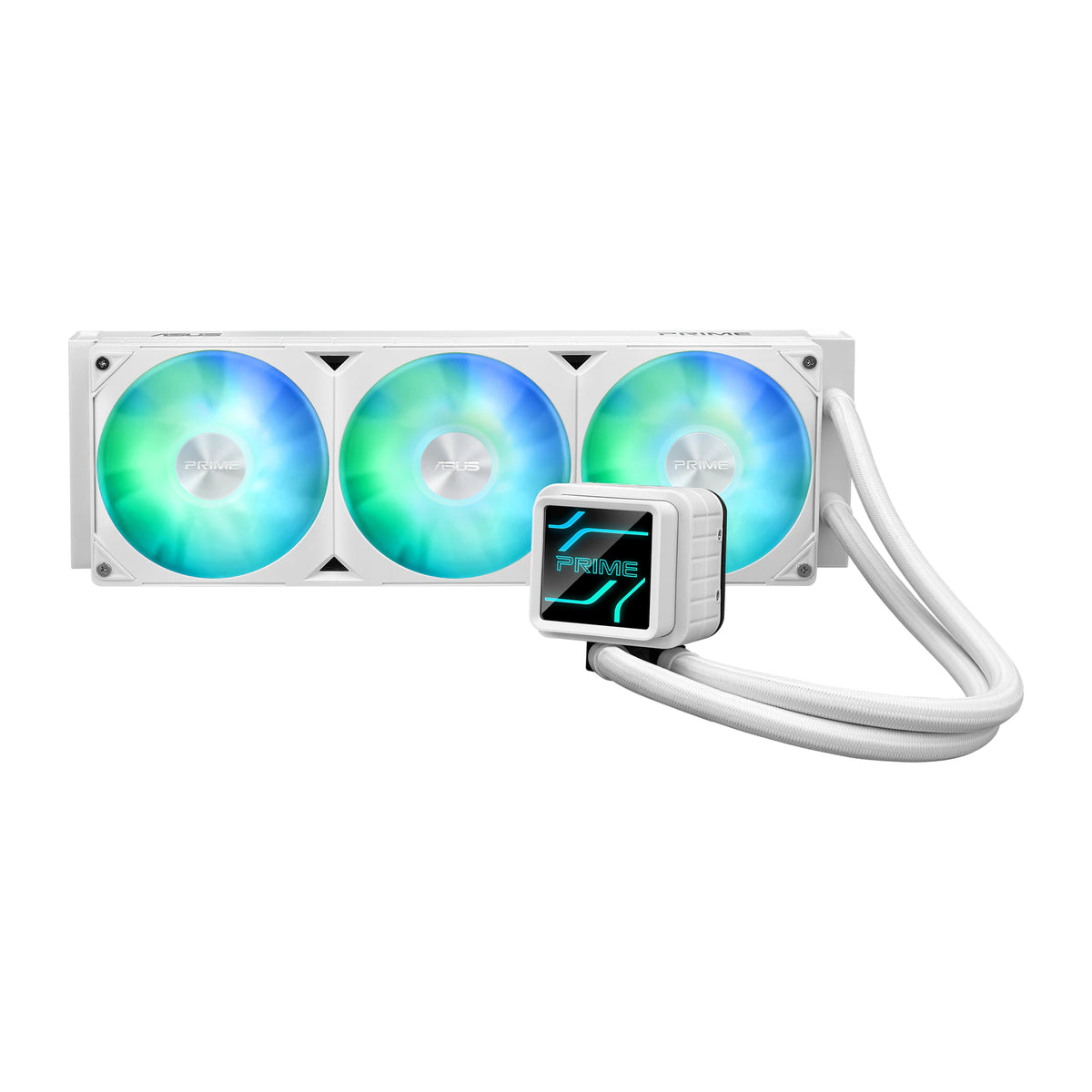 ASUS Prime LC 360 ARGB Blanc — vue principale du watercooling AIO sur fond blanc carré — réf. 90RC0102-B0EAY0