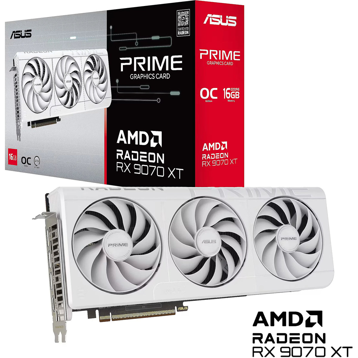 ASUS Prime Radeon RX 9070 XT 16 Go GDDR6 OC Blanc — vue 1