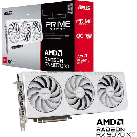 ASUS Prime Radeon RX 9070 XT 16 Go GDDR6 OC Blanc — vue 1