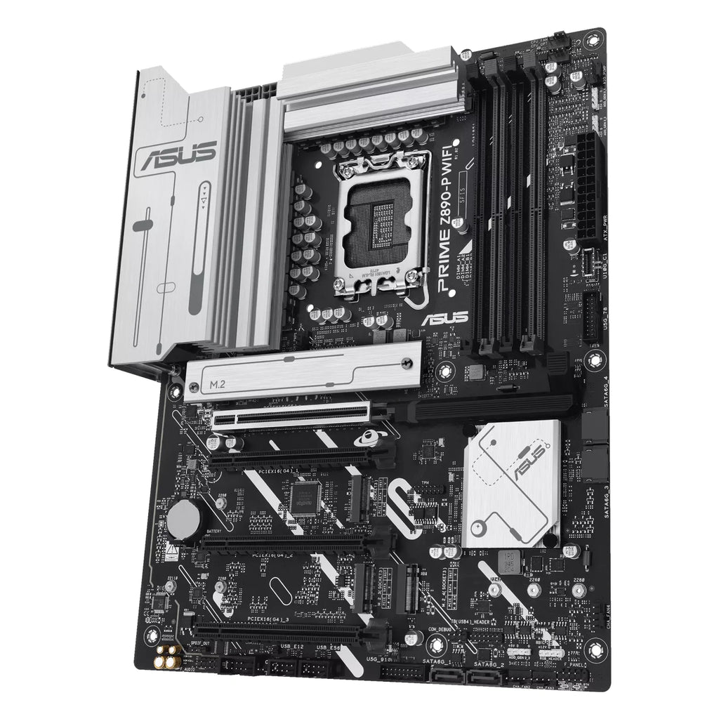 ASUS PRIME Z890-P WIFI — vue en perspective à 60 degrés sur fond blanc carré — réf. 90MB1I70-M0EAY0