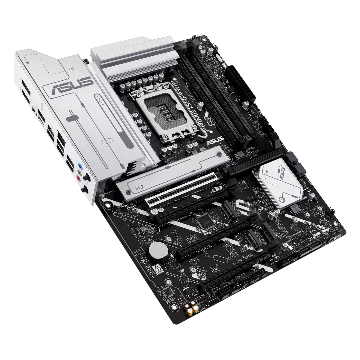 ASUS PRIME Z890-P WIFI — vue en perspective à 45 degrés sur fond blanc carré — réf. 90MB1I70-M0EAY0