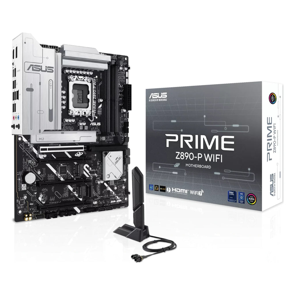 ASUS PRIME Z890-P WIFI — vue en perspective à 45 degrés sur fond blanc carré — réf. 90MB1I70-M0EAY0