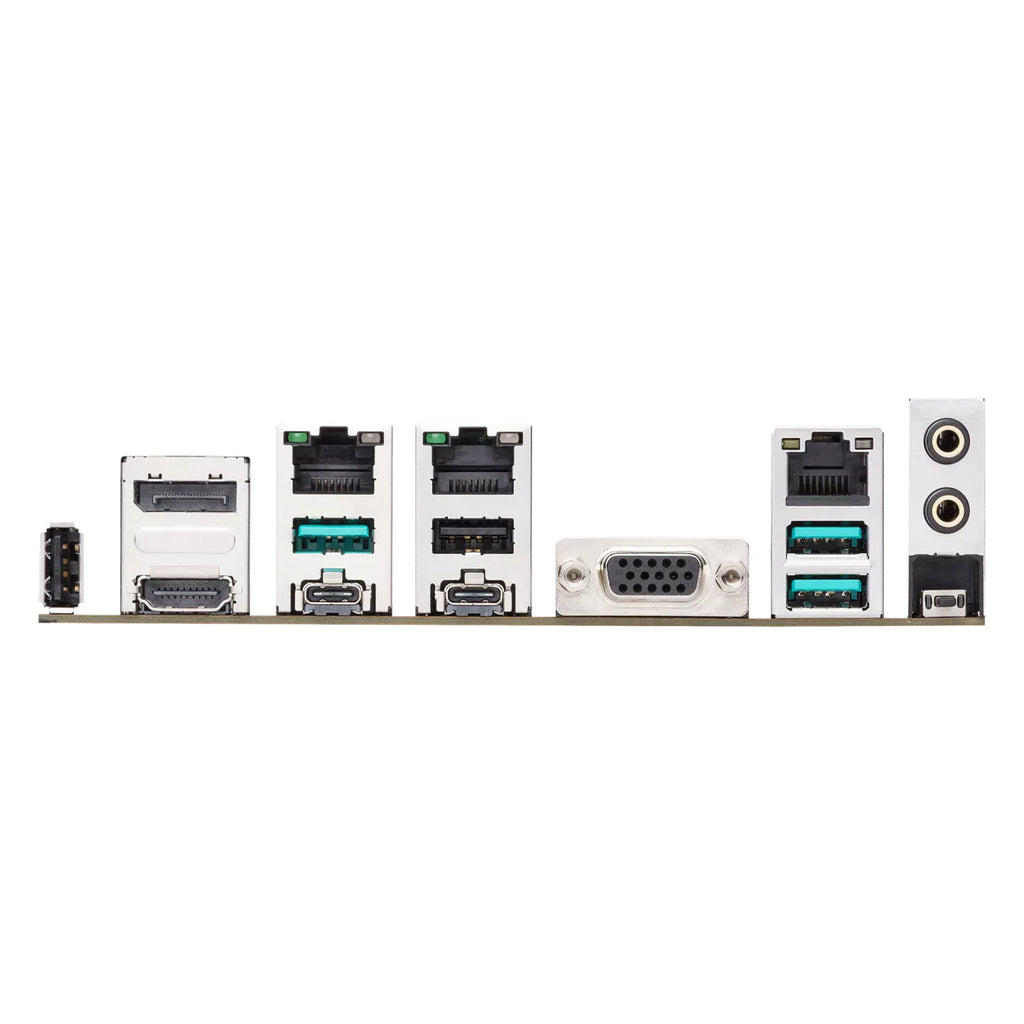 ASUS Pro WS B850M-ACE SE — plaque des entrées-sorties sur fond blanc carré — réf. 90MB1MN0-M0EAY0