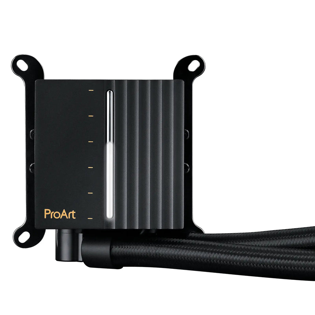 ASUS ProArt LC 240 Noir — vue du dessus bloc du watercooling AIO sur fond blanc carré — réf. 90RC01K0-M0EAY0