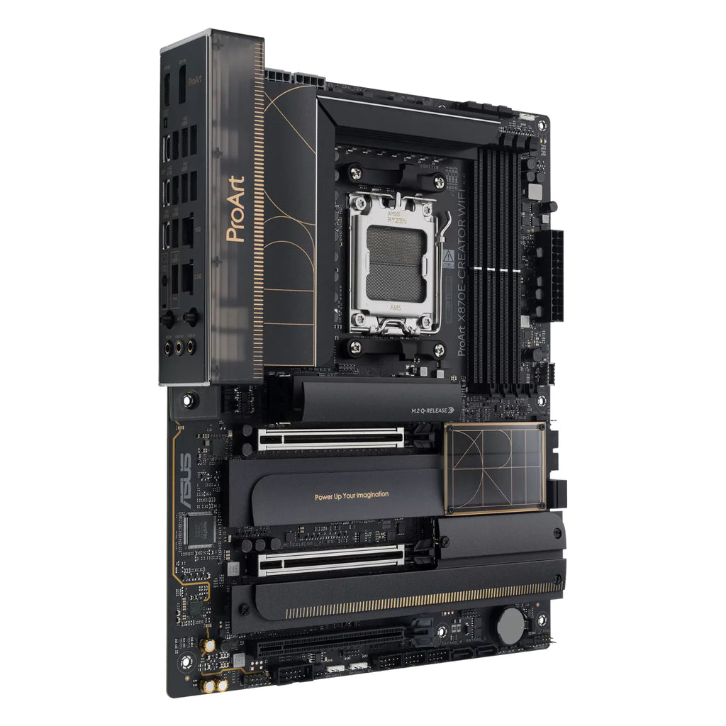 ASUS ProArt X870E-CREATOR WIFI — connectique arrière sur fond blanc carré — réf. 90MB1IG0-M0EAY0