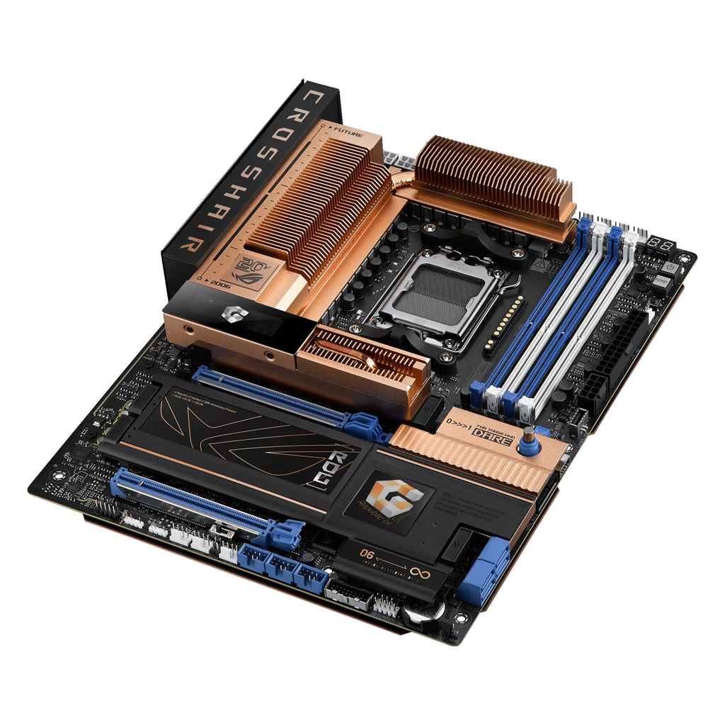ASUS ROG CROSSHAIR 2006 — vue en perspective à 45 degrés sur fond blanc carré — réf. 90MB1PP0-M0EAY0