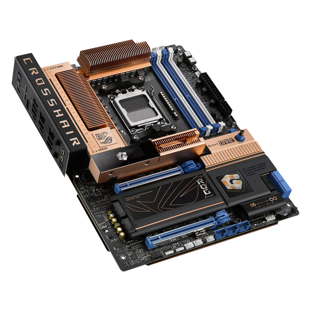 ASUS ROG CROSSHAIR 2006 — vue en perspective à 45 degrés sur fond blanc carré — réf. 90MB1PP0-M0EAY0