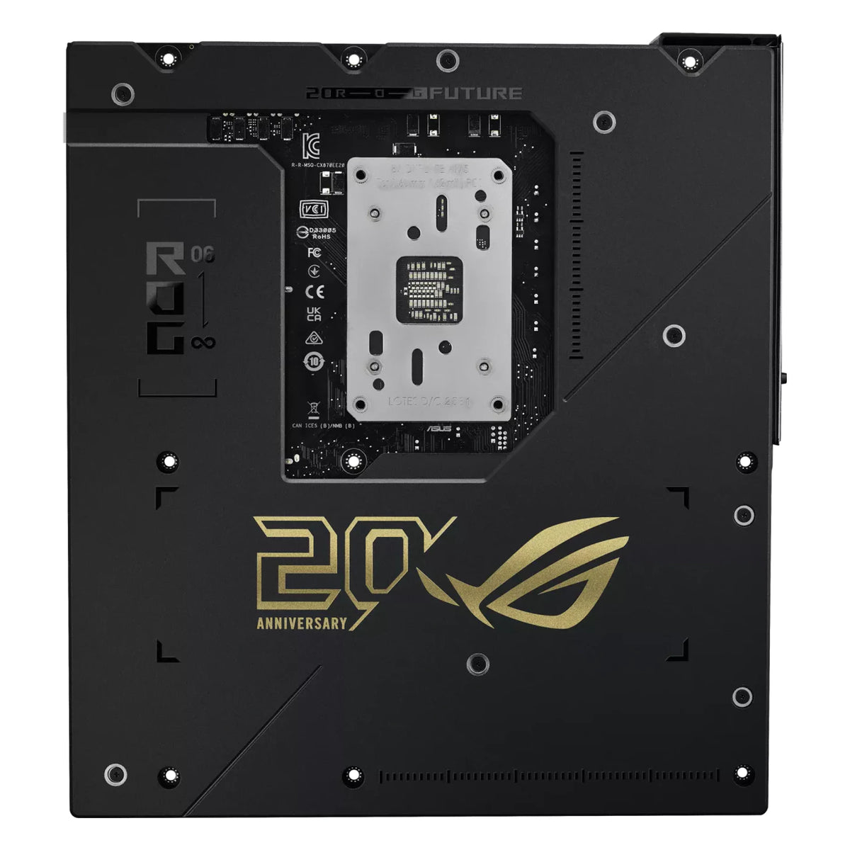 ASUS ROG CROSSHAIR X870E EDITION 20 — vue arrière sur fond blanc carré — réf. 90MB1PD0-M0EAY0