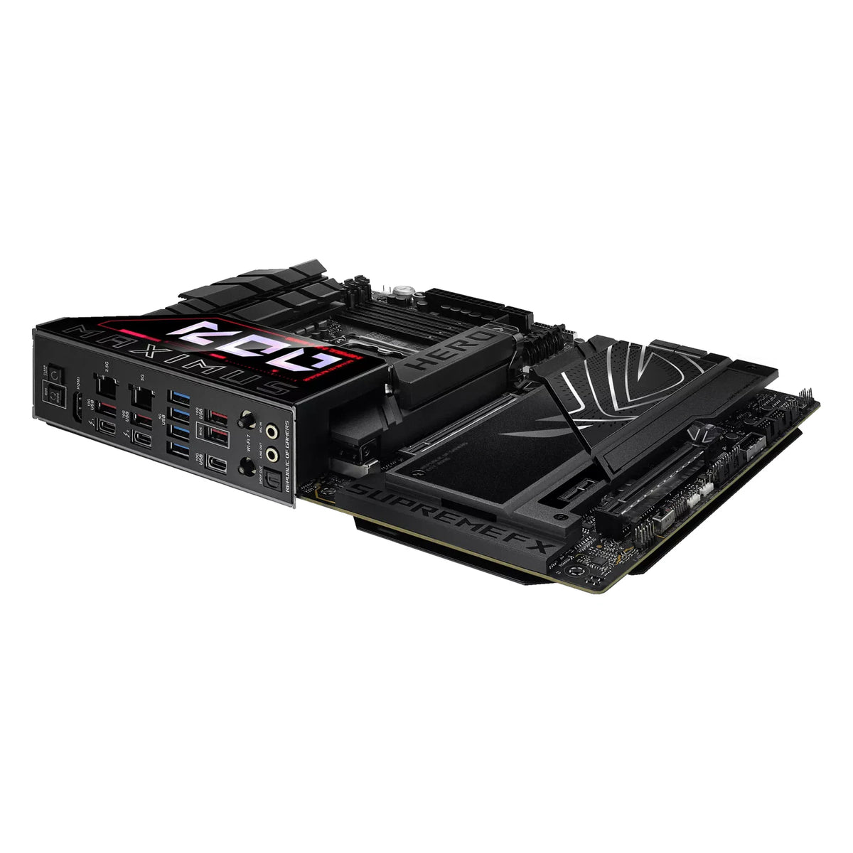 ASUS ROG MAXIMUS Z890 HERO — connectique arrière sur fond blanc carré — réf. 90MB1ID0-M0EAY0