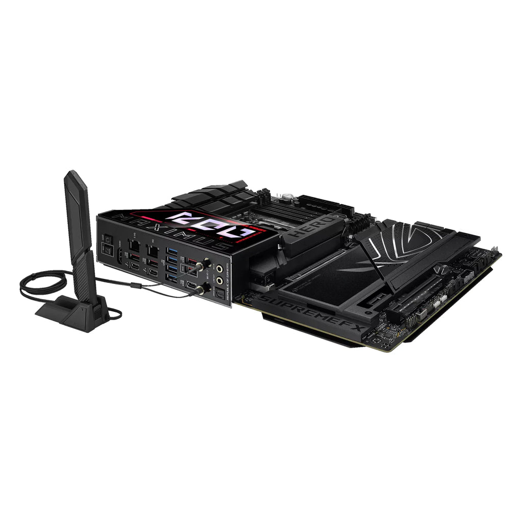 ASUS ROG MAXIMUS Z890 HERO — connectique arrière sur fond blanc carré — réf. 90MB1ID0-M0EAY0