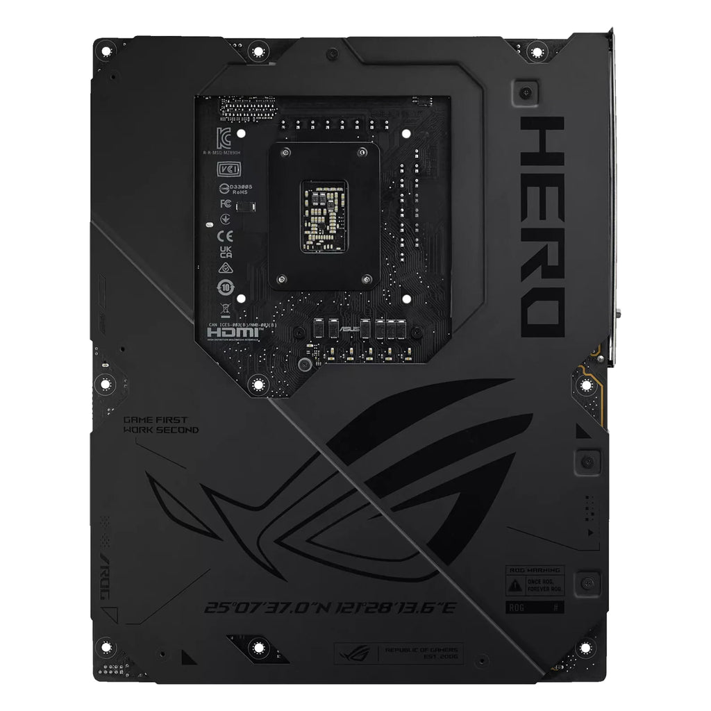 ASUS ROG MAXIMUS Z890 HERO — vue arrière sur fond blanc carré — réf. 90MB1ID0-M0EAY0