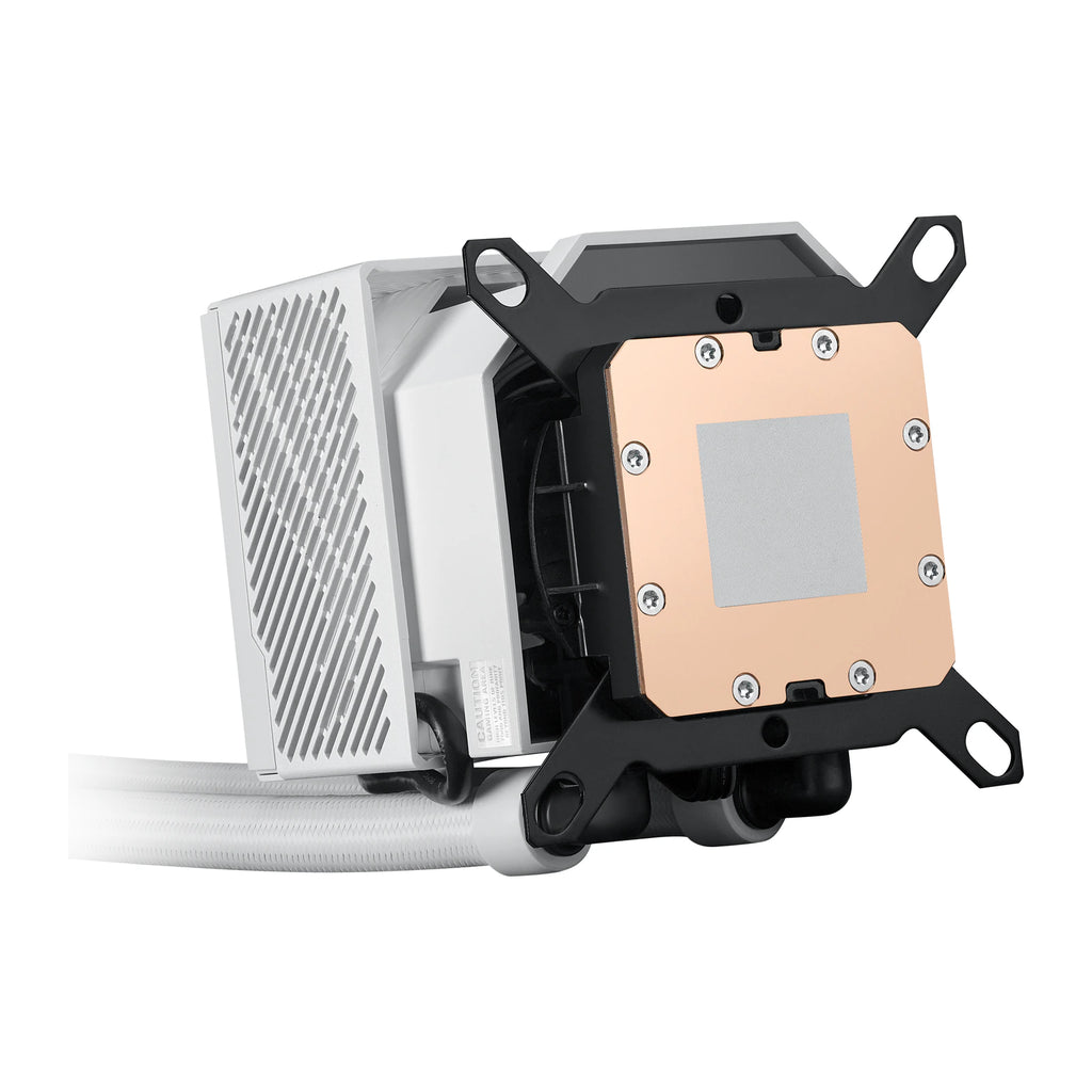 ASUS ROG RYUJIN III 240 ARGB Blanc — vue produit 2 du watercooling AIO sur fond blanc carré — réf. 90RC00K2-M0UAY0