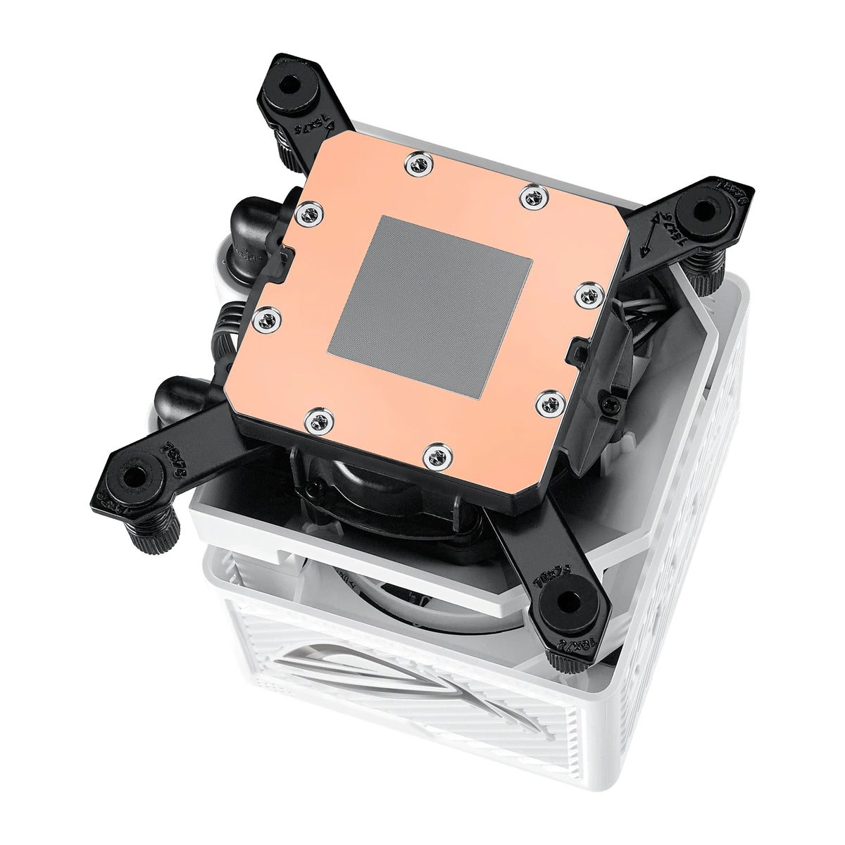 ASUS ROG RYUJIN III 360 ARGB Extreme Blanc — vue produit 9 du watercooling AIO sur fond blanc carré — réf. 90RC0132-M0EAY0