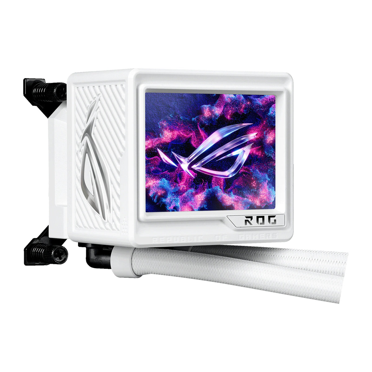 ASUS ROG RYUJIN III 360 ARGB Extreme Blanc — vue produit 10 du watercooling AIO sur fond blanc carré — réf. 90RC0132-M0EAY0