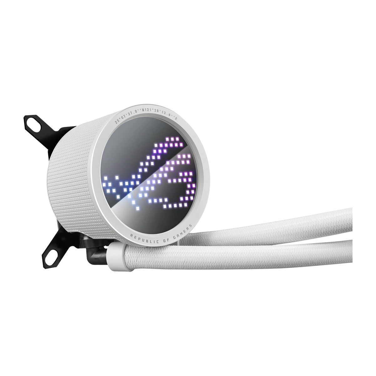 ASUS ROG RYUO III 240 ARGB Blanc — vue de l’écran 2 du watercooling AIO sur fond blanc carré — réf. 90RC00J2-M0UAY0