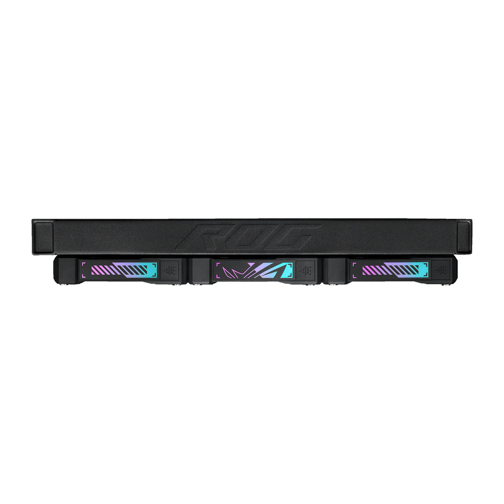ASUS ROG Ryuo IV SLC 360 ARGB Noir — vue des ventilateurs du watercooling AIO sur fond blanc carré — réf. 90RC0151-B0EAY0