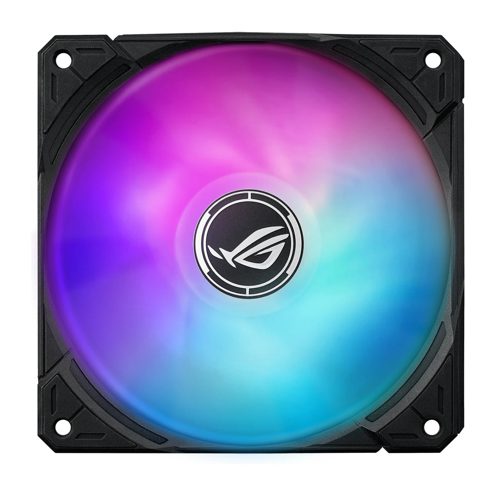 ASUS ROG Ryuo IV SLC 360 ARGB Noir — vue des ventilateurs 2 du watercooling AIO sur fond blanc carré — réf. 90RC0151-B0EAY0