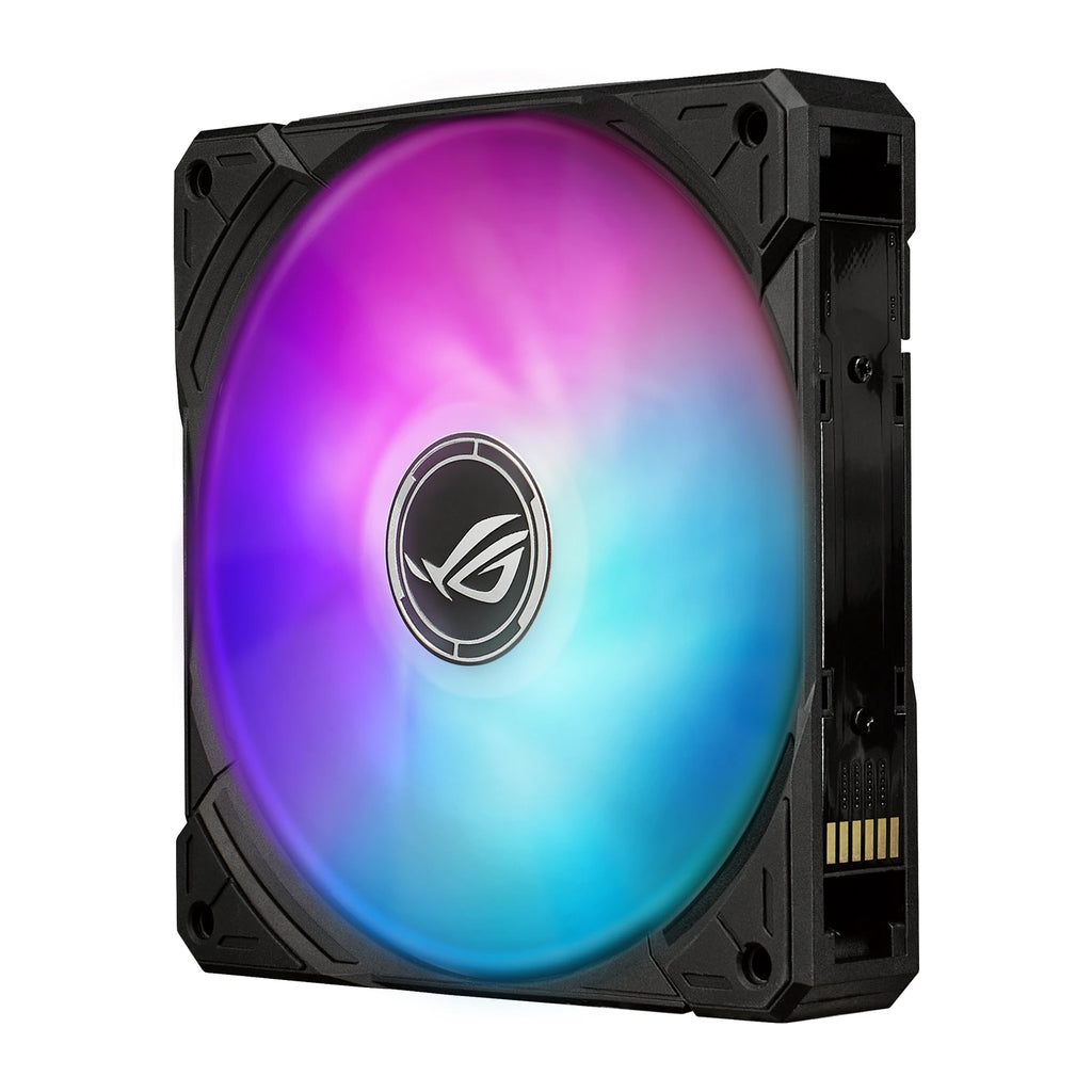 ASUS ROG Ryuo IV SLC 360 ARGB Noir — vue des ventilateurs 3 du watercooling AIO sur fond blanc carré — réf. 90RC0151-B0EAY0
