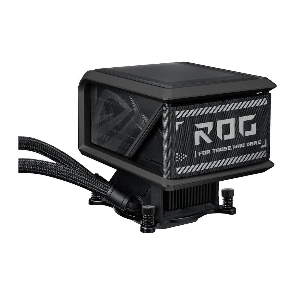 ASUS ROG Ryuo IV SLC 360 ARGB Noir — vue produit 12 du watercooling AIO sur fond blanc carré — réf. 90RC0151-B0EAY0