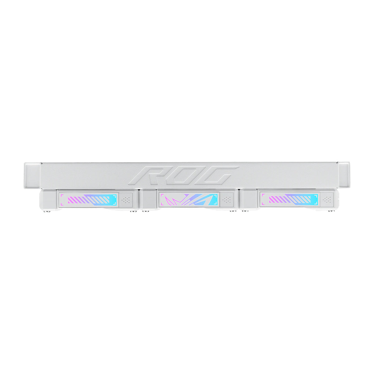ASUS ROG Ryuo IV SLC 360 ARGB Blanc — vue des ventilateurs du watercooling AIO sur fond blanc carré — réf. 90RC0152-B0EAY0