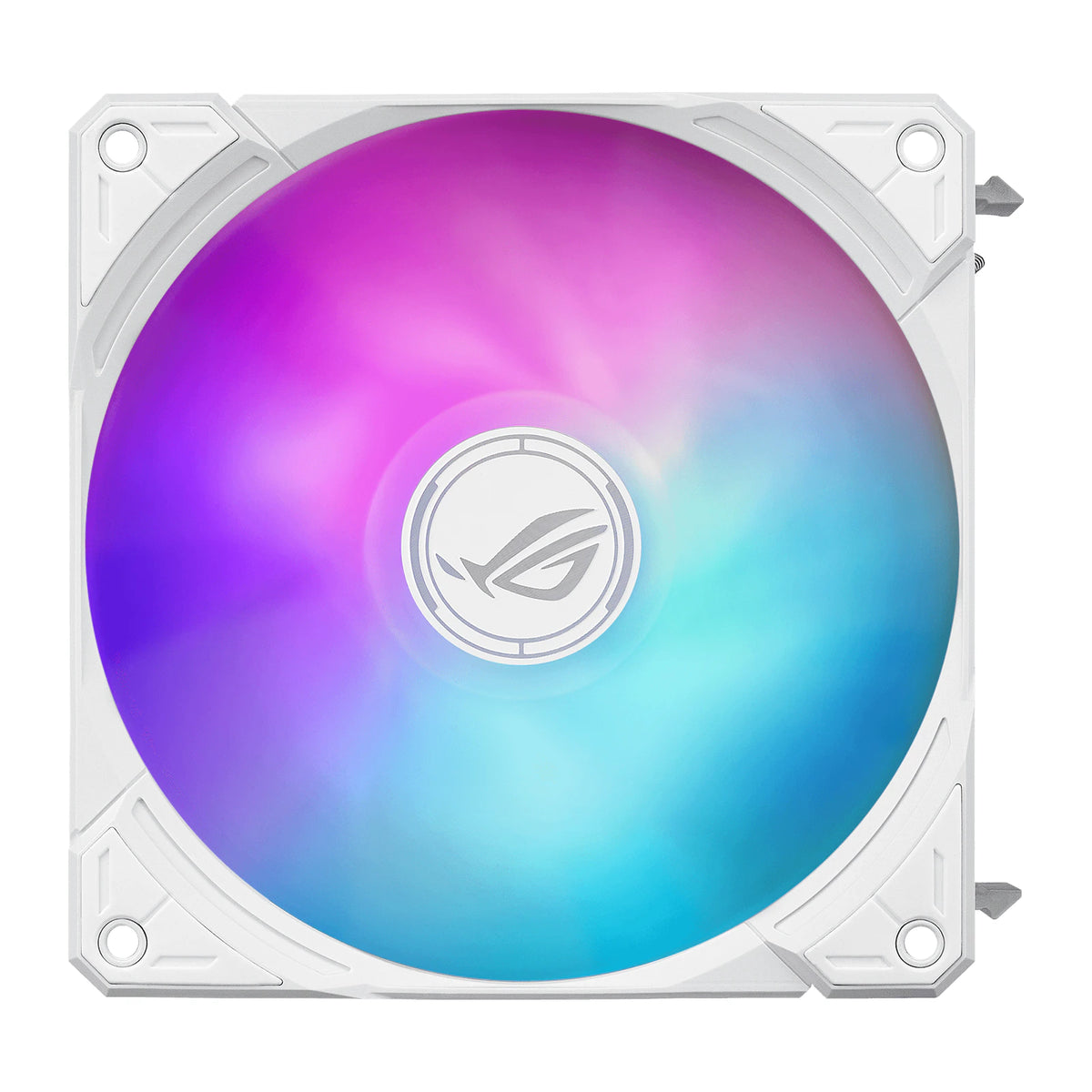 ASUS ROG Ryuo IV SLC 360 ARGB Blanc — vue des ventilateurs 2 du watercooling AIO sur fond blanc carré — réf. 90RC0152-B0EAY0